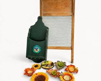45 VintageCountryKitchenDecorLotWashboardCandleHolders