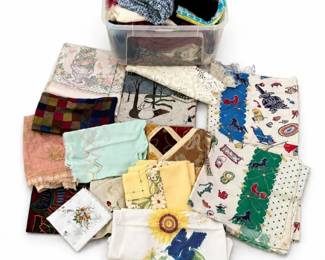 77 VintageLinenHankieFeedSackFabricLot1920sAndMore