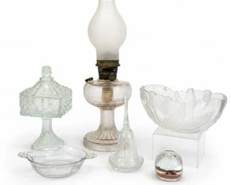 99 VintageGlassDecorLotOilLampCandyDishBowlSet