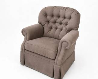 55 LaZBoyTuftedSwivelAccentChairGrayFabric