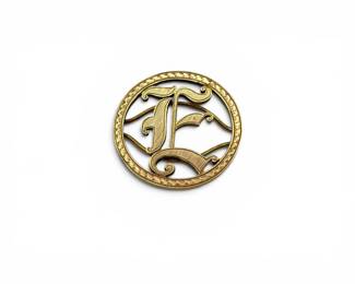 55 14KGoldMonogramEBroochPinTested40g
