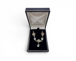 4 SterlingSilverCelticKnotAquamarineNecklacewBox
