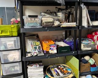 So many quilting, sewing and knitting supplies!