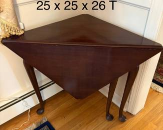 Antique fold down mahogany corner table