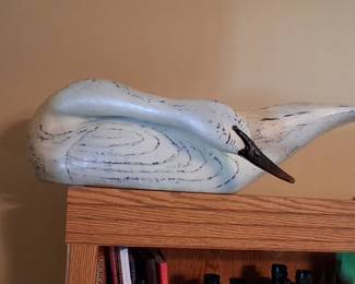 Painted carved wood swan