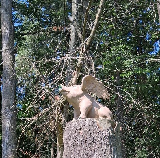 Flying Pig garden statue