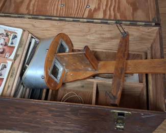 Antique Stereo viewer loaded with antique stereo view cards