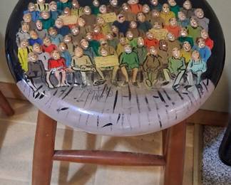 Whimsical nut bar stool hand-painted