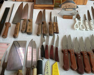 Lot 57: Assorted Kitchen Knives and Sharpening Tools