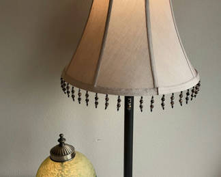 Lot 41: Beaded Floor Lamp And Small Beaded Table Lamp