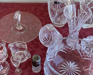 Lot 47: Cut And Etched Crystal and Clear Glass