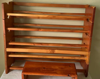 Lot 132: Stackable Shoe Racks And Small Shoe Bench