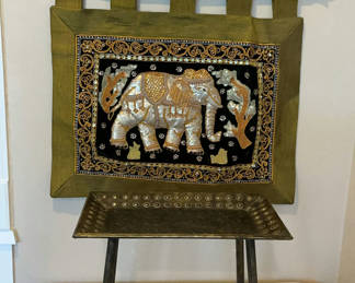 Lot 31: Elephant Tapestry, Small Metal Table