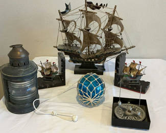 Lot 30: Maritime Decor, Bookends, Glass Float, More