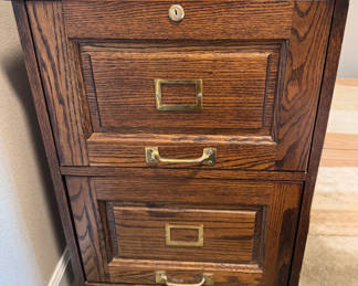 Lot 8: Mission Style Two Drawer Oak Filing Cabinet