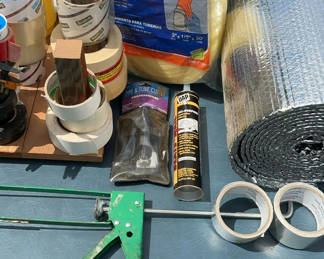 Lot 191: Assorted insulation, tape, and hand tools
