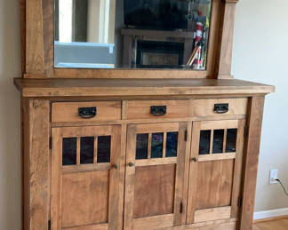 Lot 4: Mission Style Buffet w/Attached Mirror