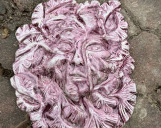 Lot 130: Artisan Purple Garden Accent Lot featuring "Green Man" Plaque