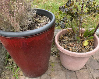 Lot 128: Large Glazed and Terracotta Resin Planters
