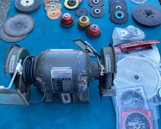 Lot 85: Bench Grinder With Assorted Accessories