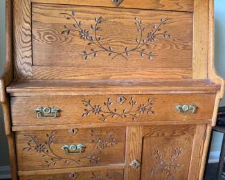 Antique Victorian Oak Secretary Desk