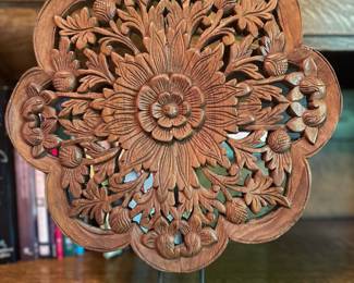 Carved Wood Floral Decor