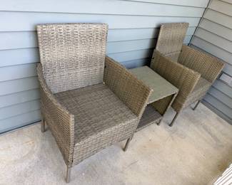 Outdoor rattan chair and table set