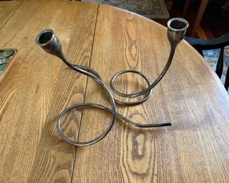 Pair MCM Towle Sterling Silver Candlesticks Serpentine Marion Anderson Noyes