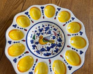 Deurta Egg Serving Plate, hand painted in Italy