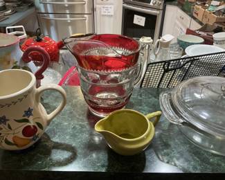 Vintage Kings Crown Ruby Flash Ice Lip Pitcher
