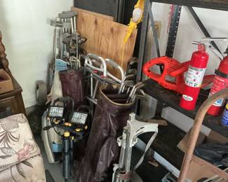 Golf clubs, fire extinguishers