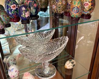 Another view of the Waterford dish and cloisonne' eggs