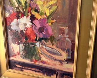 Another view of the floral oil painting on canvas by Howard Carr