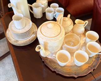English tea sets and Baleek cream and sugar set