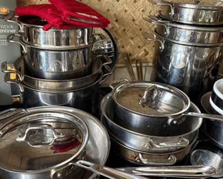 All-Clad and Williams-Sonoma stock pots and skillets