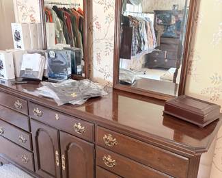 Drexel long dresser with 2 mirrors