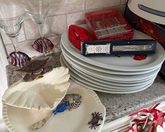 Lobster platters and serving dishes