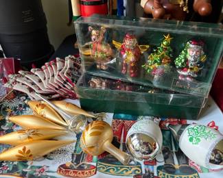 Christmas napkin rings (8) and vintage ornaments