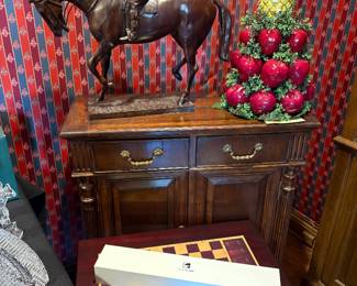 "LeGrand Jockey" bronze reproduction by Kaitland-Smith, Willamsburg tree, Chess set