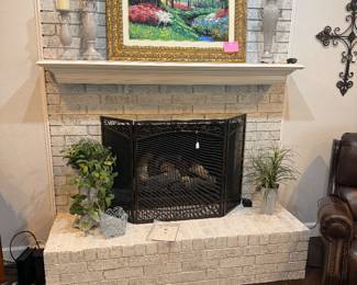 Original Oil painting, fireplace screen, decor