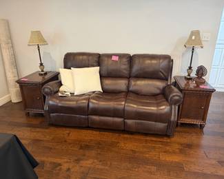 Flex steel leather reclining sofa from Havertys