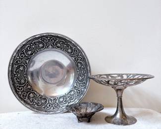 Wilton Armetale William And Mary Bowl Floral Scroll Aluminum Metal Silver 