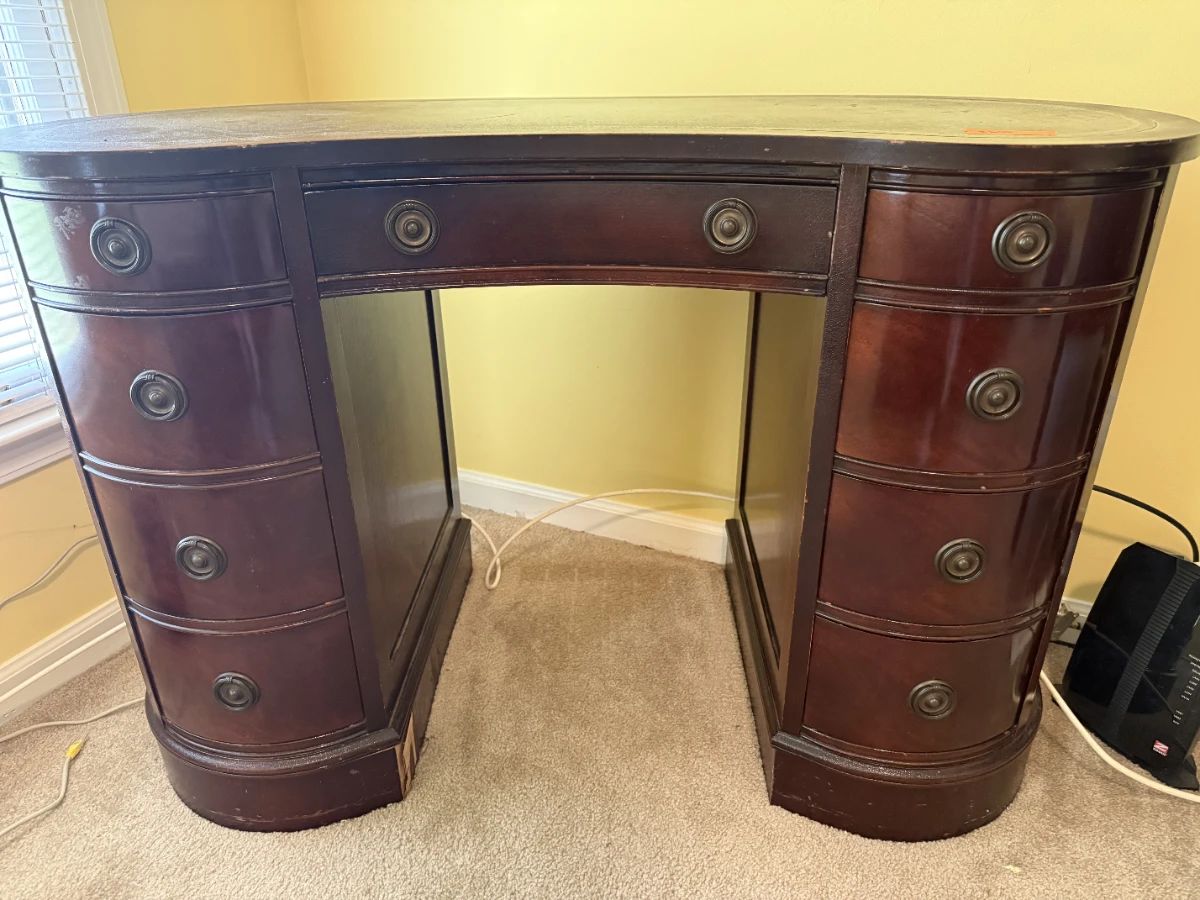 Antique leather top desk