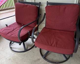 Outdoor chairs and cushions