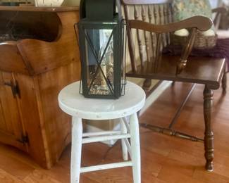 Lantern $ wooden stool