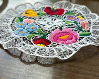 9 Inch Colorful Floral Doily