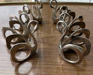 Silver plated Swan Napkin Rings Set (8)