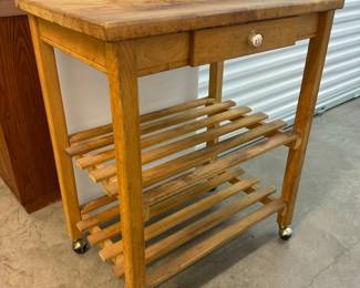 Butcher Block Rolling Island