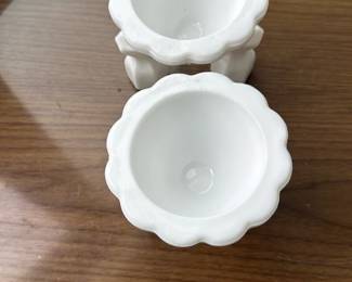 White Milk Glass Double Candle Holders