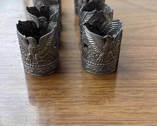 Antique Silver Eagle Napkin Rings Set (8)